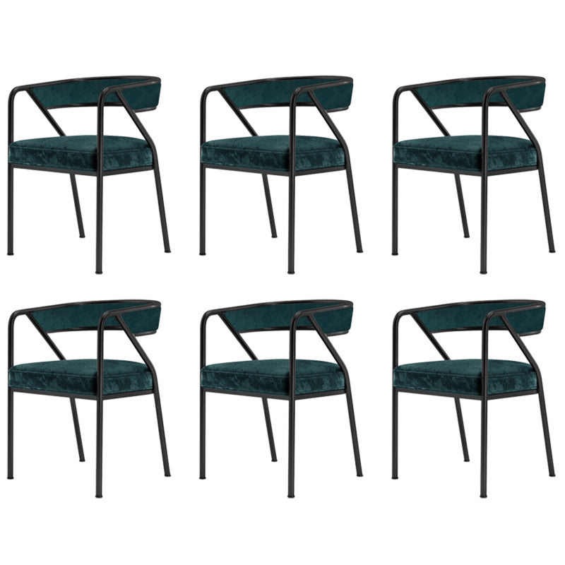 Glam Style Dining Chair Metal Open Back Dining Armchair for Indoor Green-Black 6 Piece Set Clearhalo 'Dining Chairs' 'Dining Tables & Seating' 'dining_chair' 'furn' 'furn_dining_chair' 'Furniture' 'Kitchen & Dining Furniture' 6034482