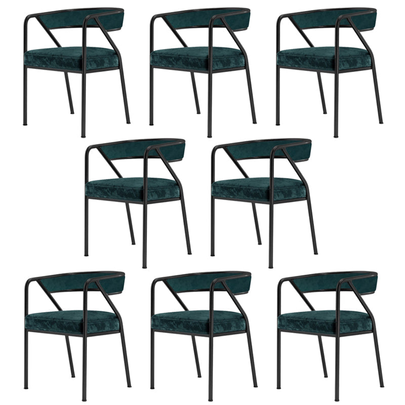 Glam Style Dining Chair Metal Open Back Dining Armchair for Indoor Green-Black 8 Piece Set Clearhalo 'Dining Chairs' 'Dining Tables & Seating' 'dining_chair' 'furn' 'furn_dining_chair' 'Furniture' 'Kitchen & Dining Furniture' 6034483