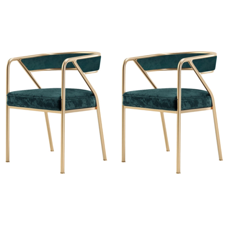 Glam Style Dining Chair Metal Open Back Dining Armchair for Indoor Green Gold 2 Piece Set Clearhalo 'Dining Chairs' 'Dining Tables & Seating' 'dining_chair' 'furn' 'furn_dining_chair' 'Furniture' 'Kitchen & Dining Furniture' 6034485