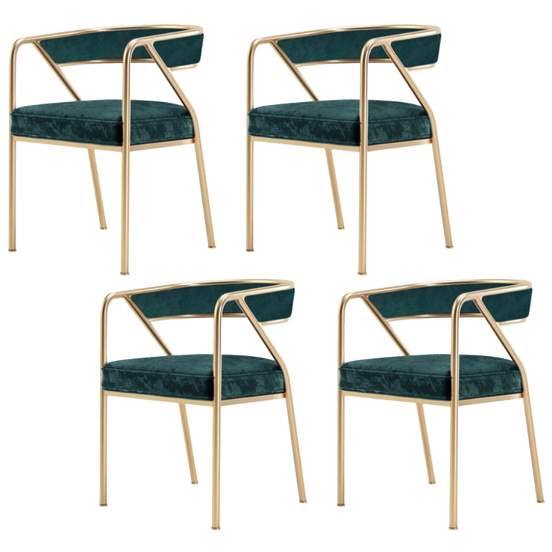 Glam Style Dining Chair Metal Open Back Dining Armchair for Indoor Green Gold 4 Piece Set Clearhalo 'Dining Chairs' 'Dining Tables & Seating' 'dining_chair' 'furn' 'furn_dining_chair' 'Furniture' 'Kitchen & Dining Furniture' 6034486