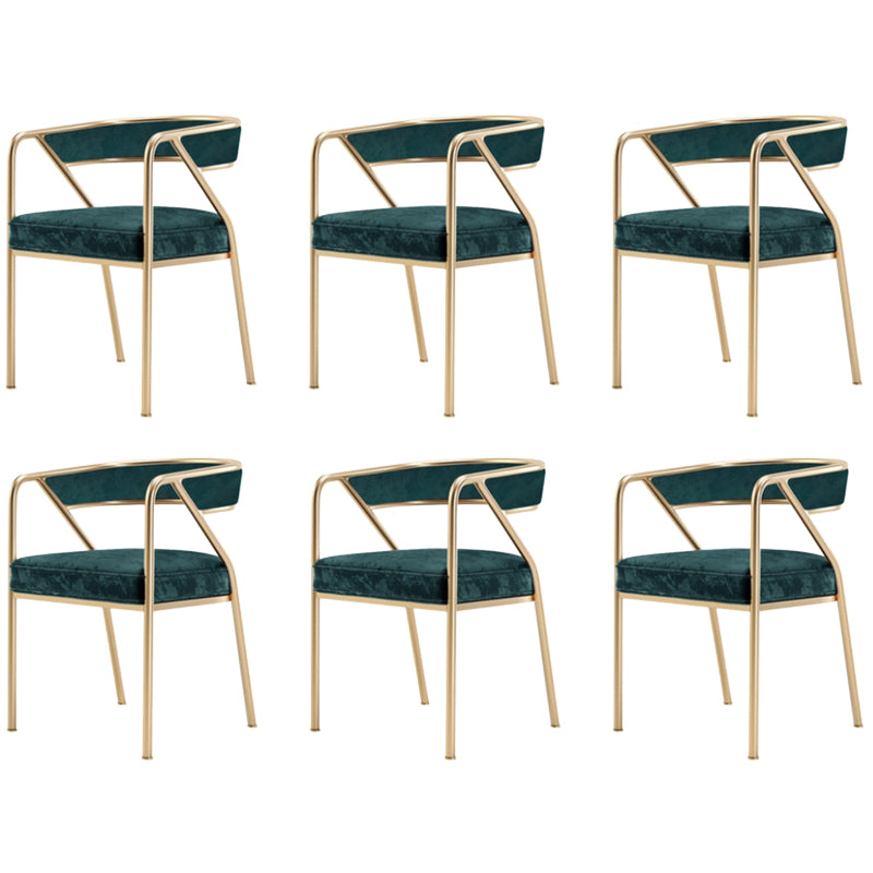 Glam Style Dining Chair Metal Open Back Dining Armchair for Indoor Green Gold 6 Piece Set Clearhalo 'Dining Chairs' 'Dining Tables & Seating' 'dining_chair' 'furn' 'furn_dining_chair' 'Furniture' 'Kitchen & Dining Furniture' 6034487