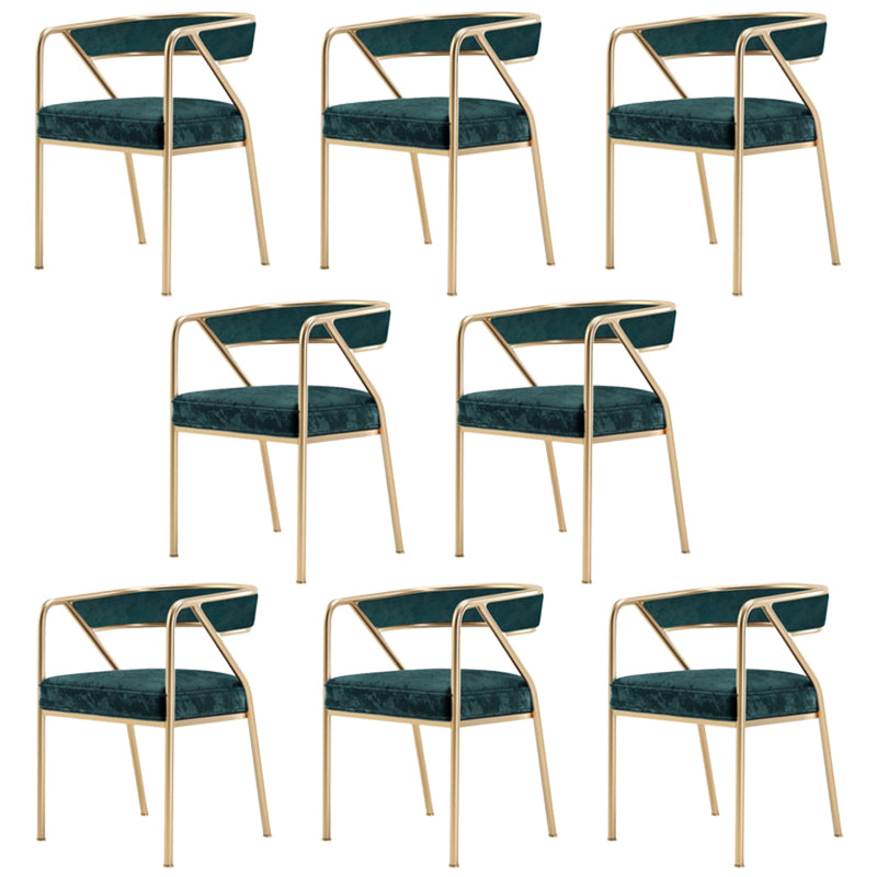 Glam Style Dining Chair Metal Open Back Dining Armchair for Indoor Green Gold 8 Piece Set Clearhalo 'Dining Chairs' 'Dining Tables & Seating' 'dining_chair' 'furn' 'furn_dining_chair' 'Furniture' 'Kitchen & Dining Furniture' 6034488