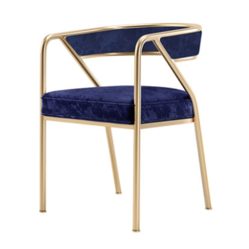Glam Style Dining Chair Metal Open Back Dining Armchair for Indoor Blue Gold 1 Piece Clearhalo 'Dining Chairs' 'Dining Tables & Seating' 'dining_chair' 'furn' 'furn_dining_chair' 'Furniture' 'Kitchen & Dining Furniture' 6034489