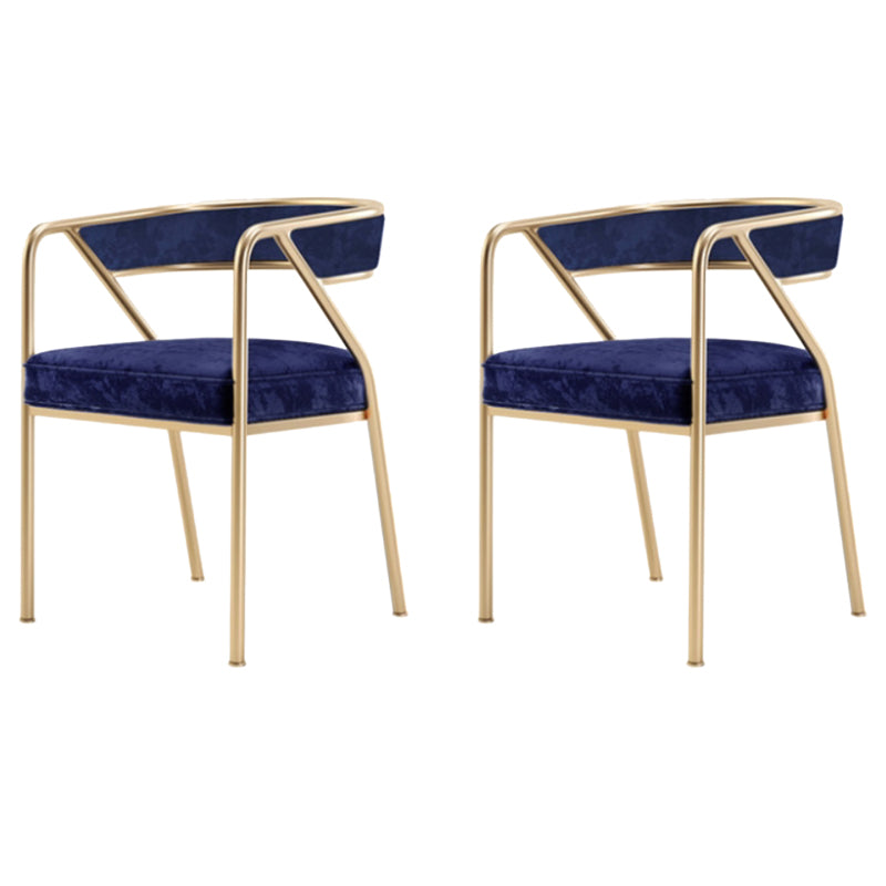 Glam Style Dining Chair Metal Open Back Dining Armchair for Indoor Blue Gold 2 Piece Set Clearhalo 'Dining Chairs' 'Dining Tables & Seating' 'dining_chair' 'furn' 'furn_dining_chair' 'Furniture' 'Kitchen & Dining Furniture' 6034490