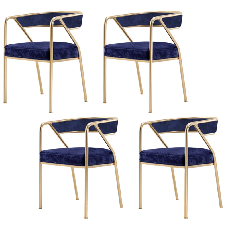 Glam Style Dining Chair Metal Open Back Dining Armchair for Indoor Blue Gold 4 Piece Set Clearhalo 'Dining Chairs' 'Dining Tables & Seating' 'dining_chair' 'furn' 'furn_dining_chair' 'Furniture' 'Kitchen & Dining Furniture' 6034491