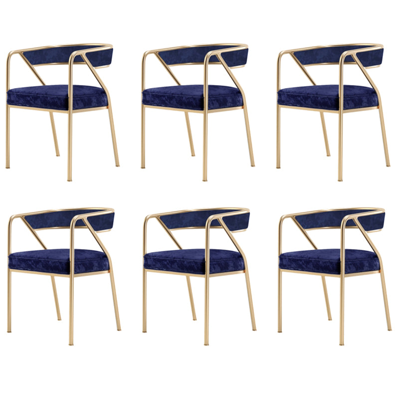 Glam Style Dining Chair Metal Open Back Dining Armchair for Indoor Blue Gold 6 Piece Set Clearhalo 'Dining Chairs' 'Dining Tables & Seating' 'dining_chair' 'furn' 'furn_dining_chair' 'Furniture' 'Kitchen & Dining Furniture' 6034492