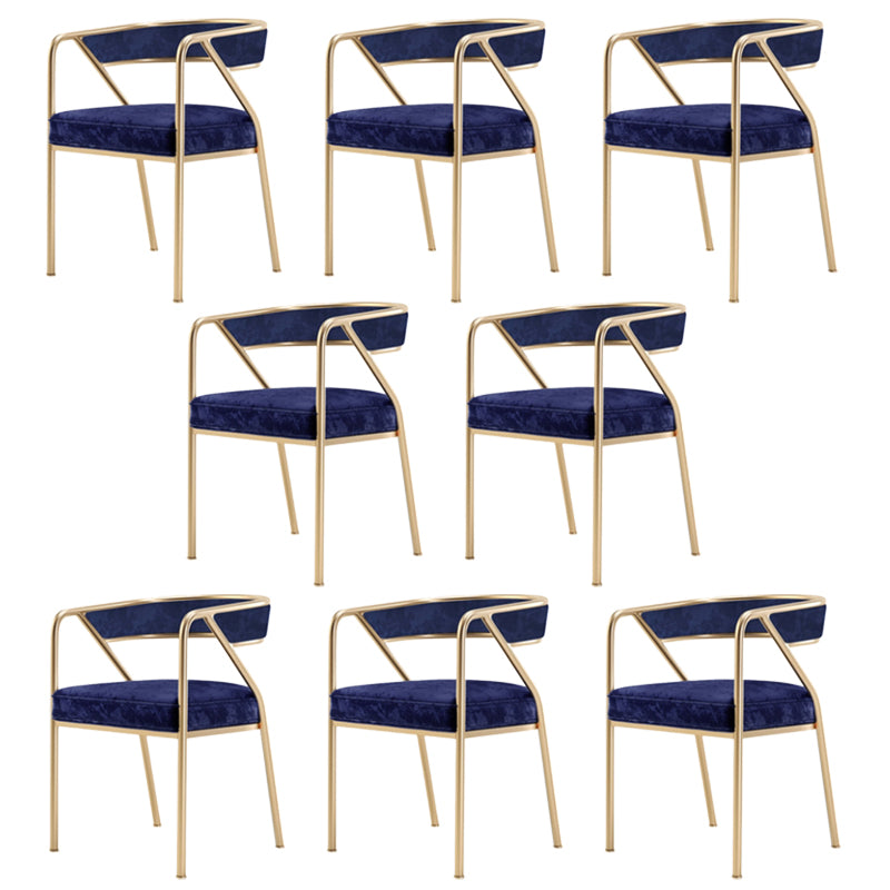 Glam Style Dining Chair Metal Open Back Dining Armchair for Indoor Blue Gold 8 Piece Set Clearhalo 'Dining Chairs' 'Dining Tables & Seating' 'dining_chair' 'furn' 'furn_dining_chair' 'Furniture' 'Kitchen & Dining Furniture' 6034493