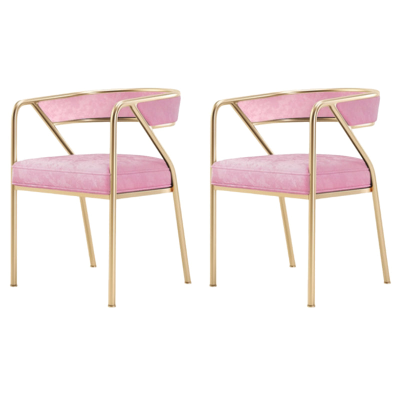 Glam Style Dining Chair Metal Open Back Dining Armchair for Indoor Pink Gold 2 Piece Set Clearhalo 'Dining Chairs' 'Dining Tables & Seating' 'dining_chair' 'furn' 'furn_dining_chair' 'Furniture' 'Kitchen & Dining Furniture' 6034495