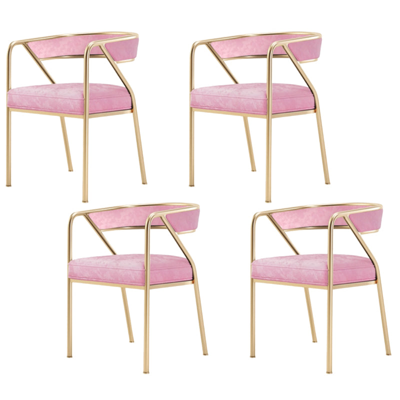 Glam Style Dining Chair Metal Open Back Dining Armchair for Indoor Pink Gold 4 Piece Set Clearhalo 'Dining Chairs' 'Dining Tables & Seating' 'dining_chair' 'furn' 'furn_dining_chair' 'Furniture' 'Kitchen & Dining Furniture' 6034496