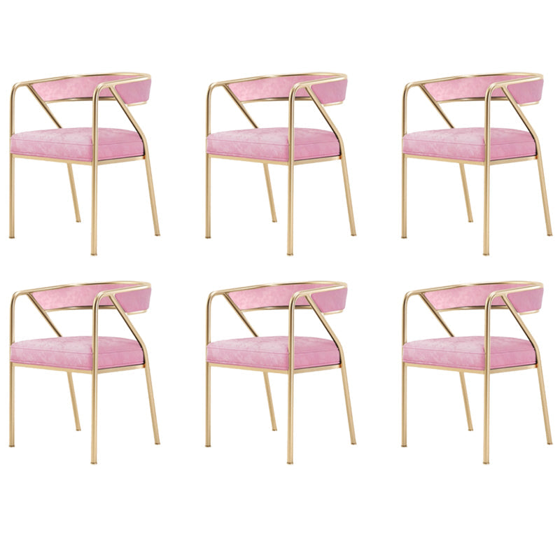 Glam Style Dining Chair Metal Open Back Dining Armchair for Indoor Pink Gold 6 Piece Set Clearhalo 'Dining Chairs' 'Dining Tables & Seating' 'dining_chair' 'furn' 'furn_dining_chair' 'Furniture' 'Kitchen & Dining Furniture' 6034497