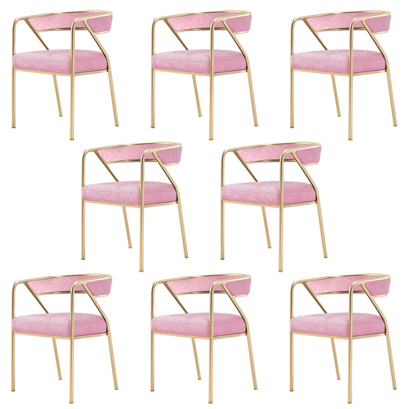 Glam Style Dining Chair Metal Open Back Dining Armchair for Indoor Pink Gold 8 Piece Set Clearhalo 'Dining Chairs' 'Dining Tables & Seating' 'dining_chair' 'furn' 'furn_dining_chair' 'Furniture' 'Kitchen & Dining Furniture' 6034498