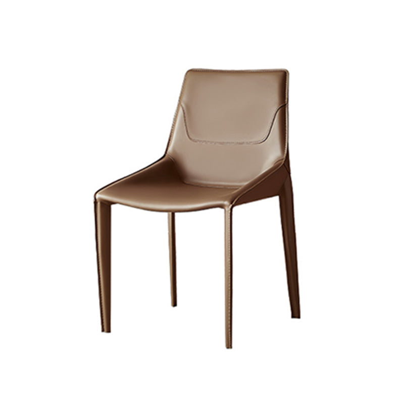 Modern Solid Back Side Chair with Faux Leather Legs Indoor Upholstered Dining Chair