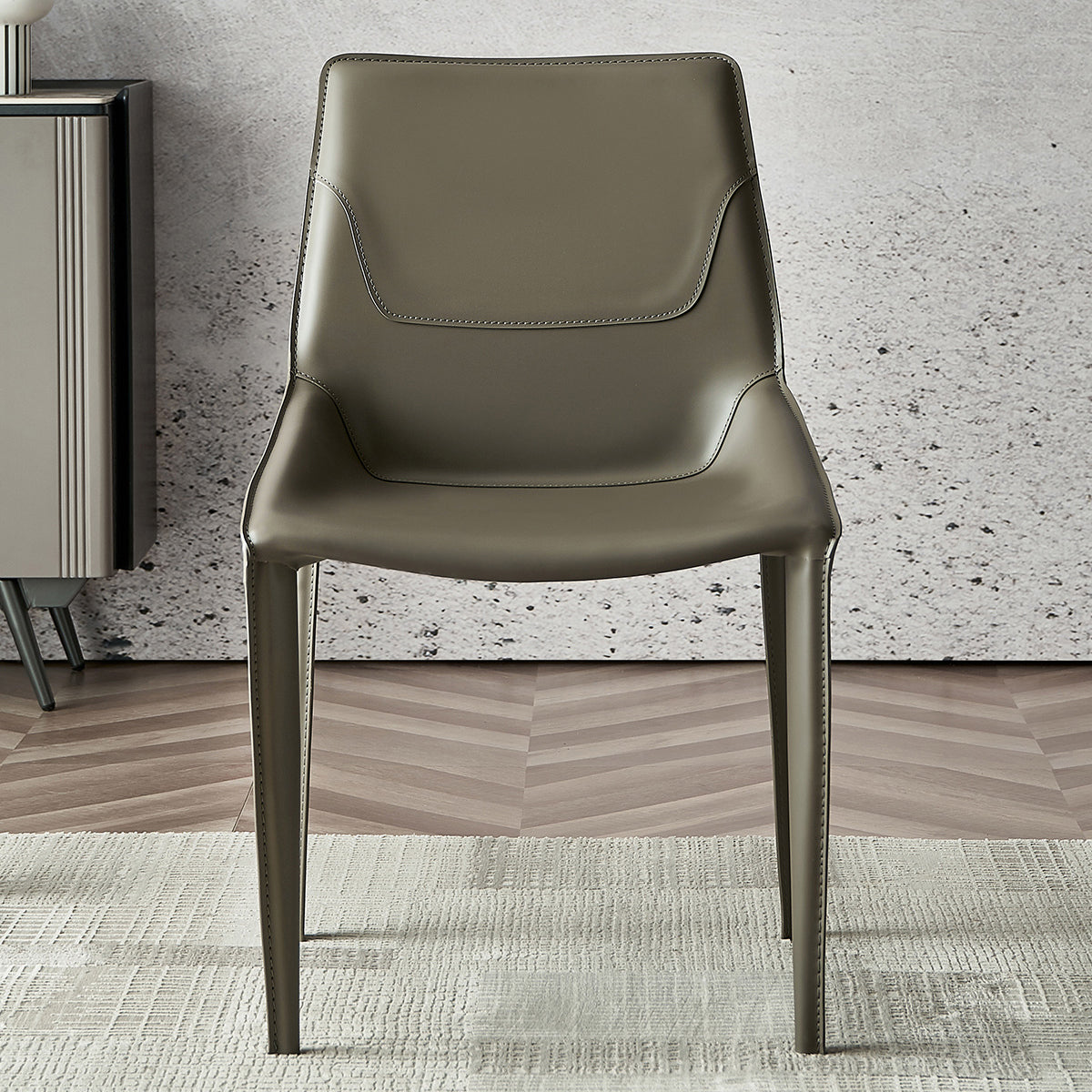 Modern Solid Back Side Chair with Faux Leather Legs Indoor Upholstered Dining Chair