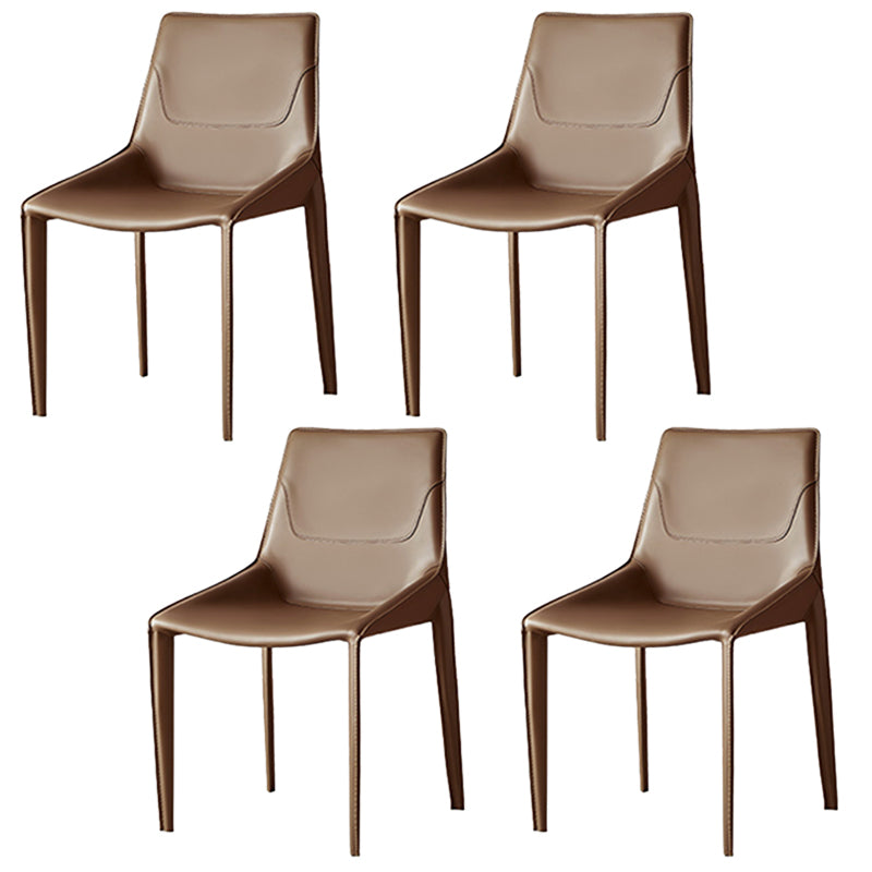 Modern Solid Back Side Chair with Faux Leather Legs Indoor Upholstered Dining Chair