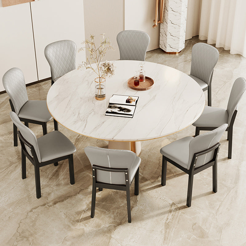 Rubberwood Moderne eetkamerstoel Faux Leather Solid Back Side Stoel