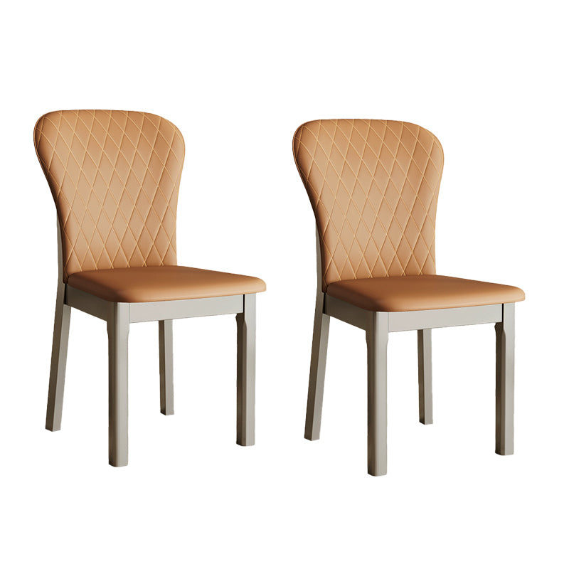 Rubberwood Moderne eetkamerstoel Faux Leather Solid Back Side Stoel