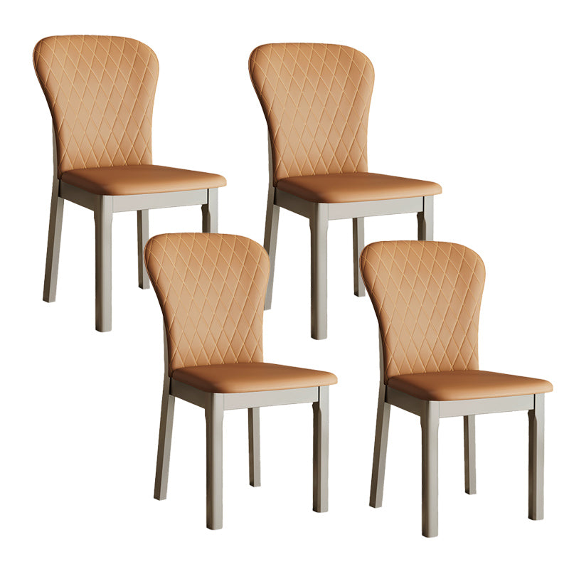 Rubberwood Moderne eetkamerstoel Faux Leather Solid Back Side Stoel