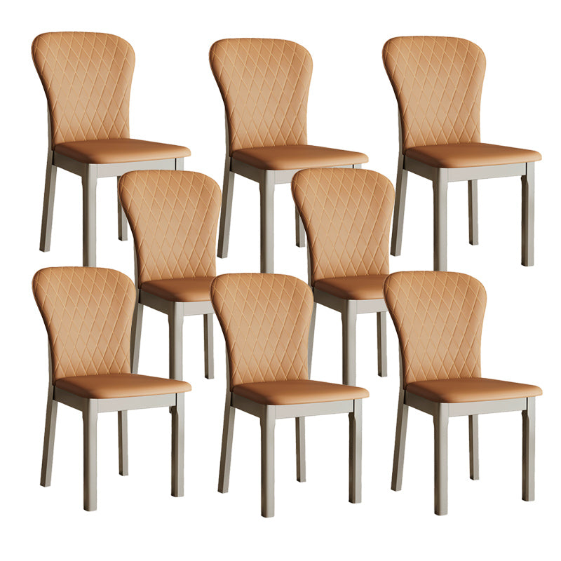 Rubberwood Moderne eetkamerstoel Faux Leather Solid Back Side Stoel