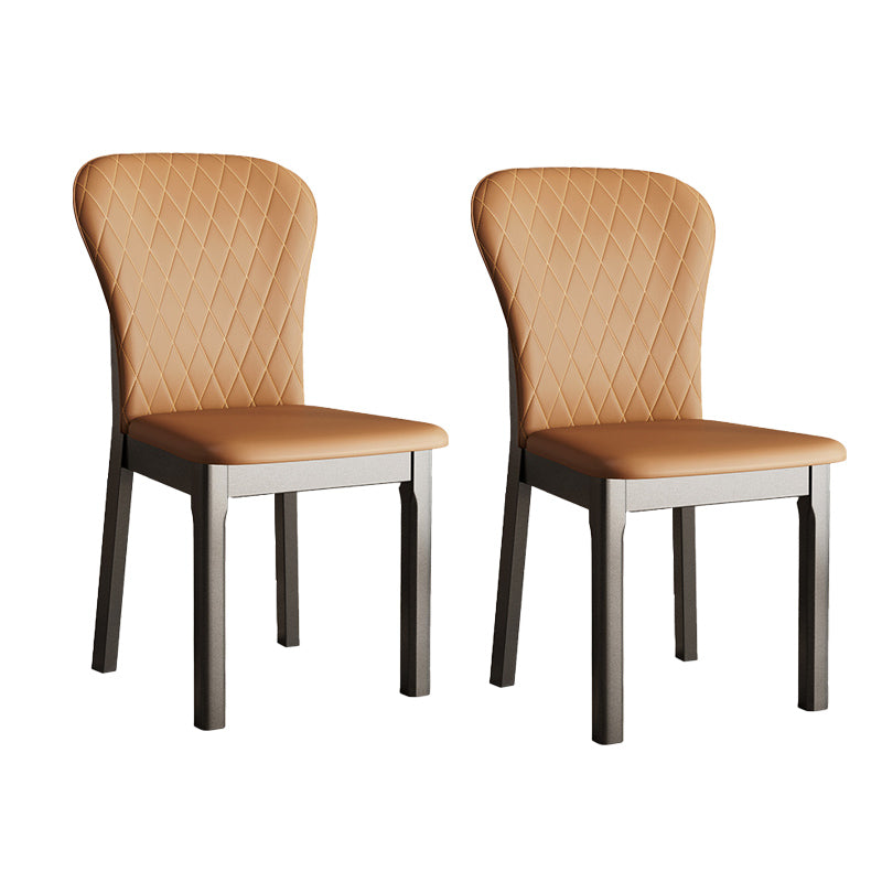 Rubberwood Moderne eetkamerstoel Faux Leather Solid Back Side Stoel