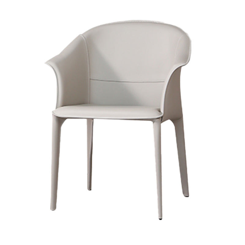 Sillas de comedor beige y marrón silla lateral de cuero falso moderno