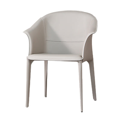 Sillas de comedor beige y marrón silla lateral de cuero falso moderno