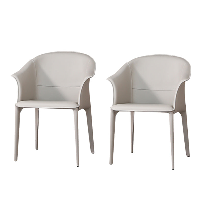 Beige and Brown Dining Chairs Modern Faux Leather Arm Side Chair Beige 2 Piece Set Clearhalo 'Dining Chairs' 'Dining Tables & Seating' 'dining_chair' 'furn' 'furn_dining_chair' 'Furniture' 'Kitchen & Dining Furniture' 6034615