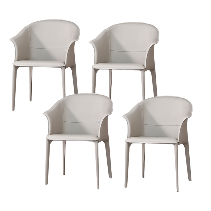 Beige and Brown Dining Chairs Modern Faux Leather Arm Side Chair Beige 4 Piece Set Clearhalo 'Dining Chairs' 'Dining Tables & Seating' 'dining_chair' 'furn' 'furn_dining_chair' 'Furniture' 'Kitchen & Dining Furniture' 6034617