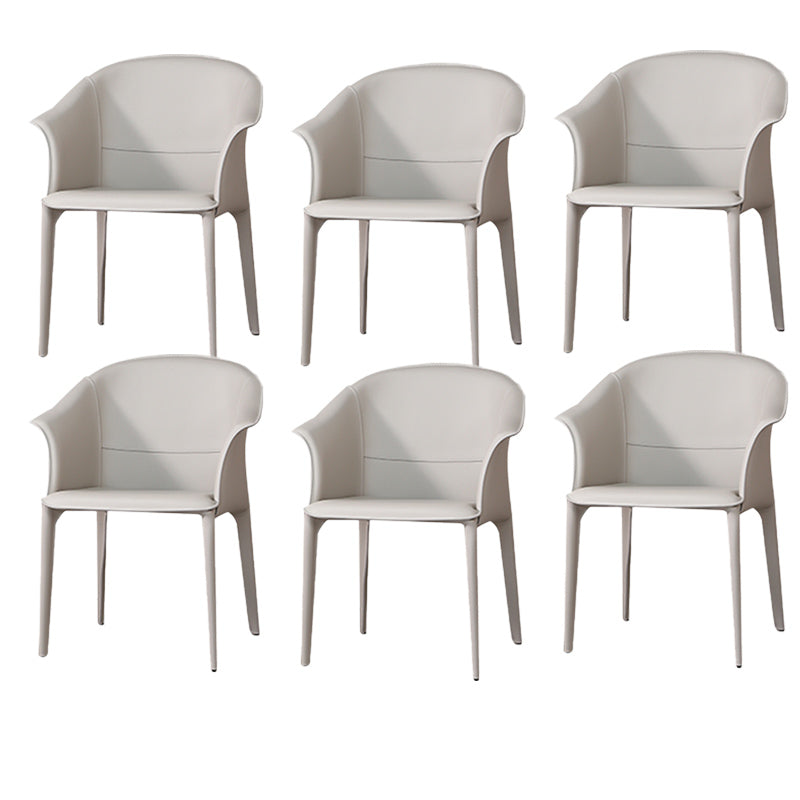 Beige and Brown Dining Chairs Modern Faux Leather Arm Side Chair Beige 6 Piece Set Clearhalo 'Dining Chairs' 'Dining Tables & Seating' 'dining_chair' 'furn' 'furn_dining_chair' 'Furniture' 'Kitchen & Dining Furniture' 6034619