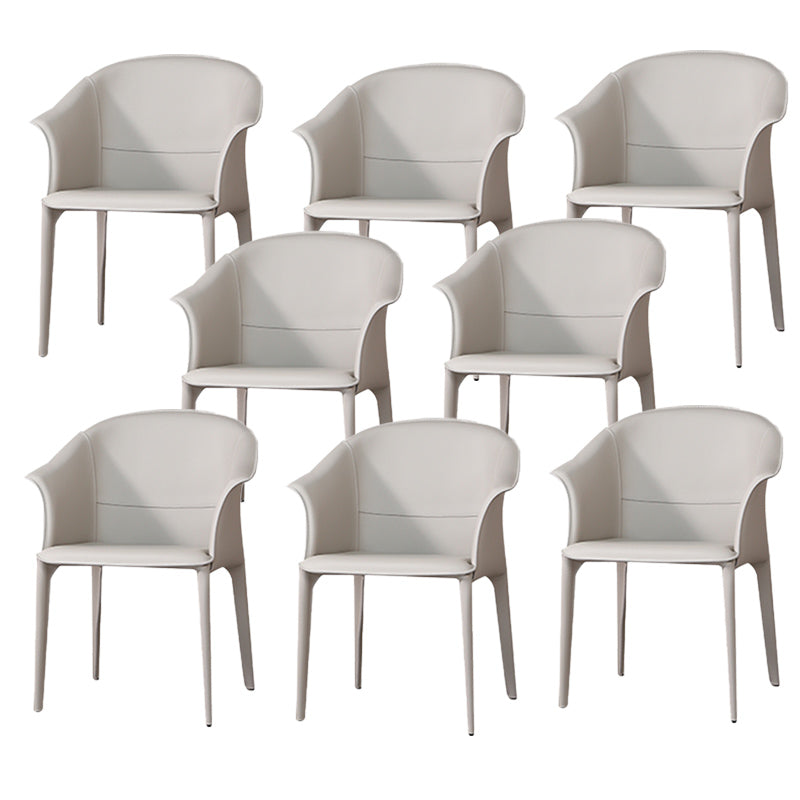 Beige and Brown Dining Chairs Modern Faux Leather Arm Side Chair Beige 8 Piece Set Clearhalo 'Dining Chairs' 'Dining Tables & Seating' 'dining_chair' 'furn' 'furn_dining_chair' 'Furniture' 'Kitchen & Dining Furniture' 6034620