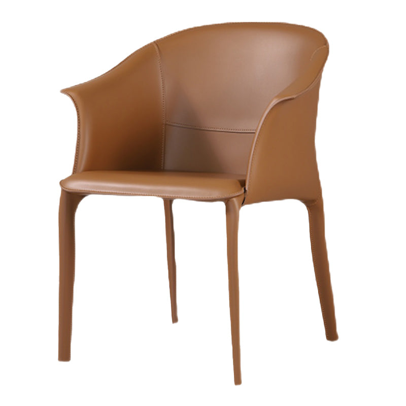 Beige and Brown Dining Chairs Modern Faux Leather Arm Side Chair Clearhalo 'Dining Chairs' 'Dining Tables & Seating' 'dining_chair' 'furn' 'furn_dining_chair' 'Furniture' 'Kitchen & Dining Furniture' 6034621