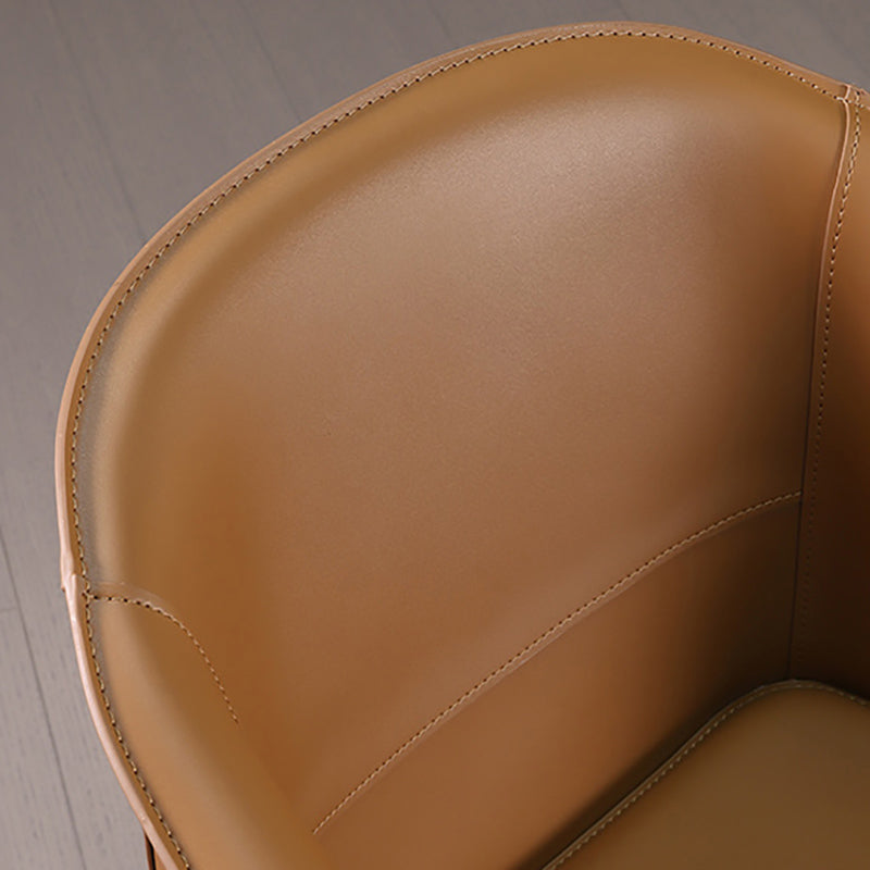 Beige and Brown Dining Chairs Modern Faux Leather Arm Side Chair Clearhalo 'Dining Chairs' 'Dining Tables & Seating' 'dining_chair' 'furn' 'furn_dining_chair' 'Furniture' 'Kitchen & Dining Furniture' 6034622