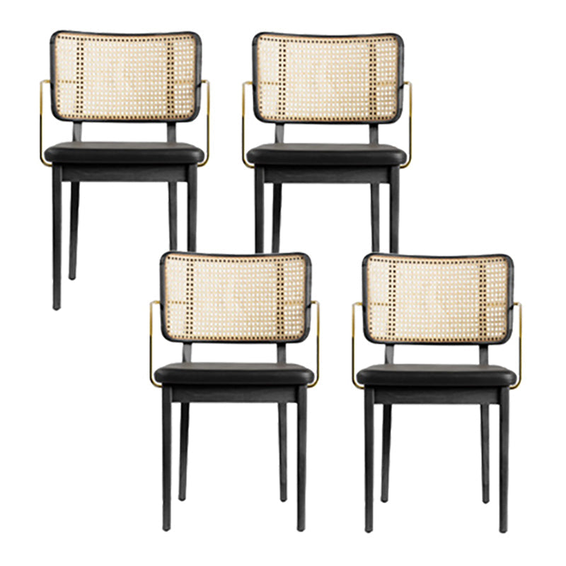 Traditionele stijl stoel vast hout riet rug eetkamerstoel