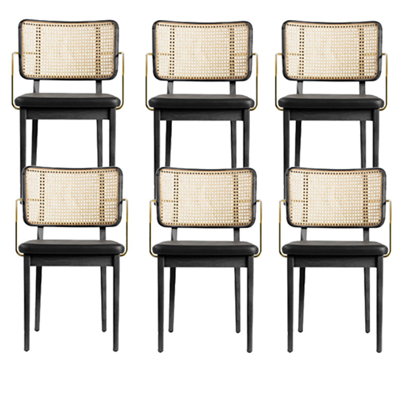 Traditionele stijl stoel vast hout riet rug eetkamerstoel