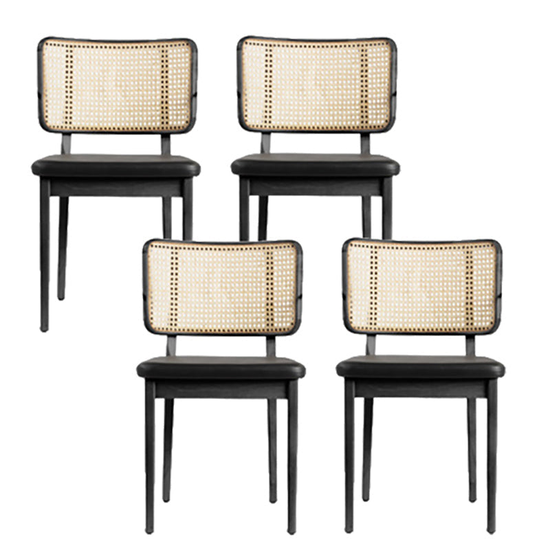 Traditionele stijl stoel vast hout riet rug eetkamerstoel