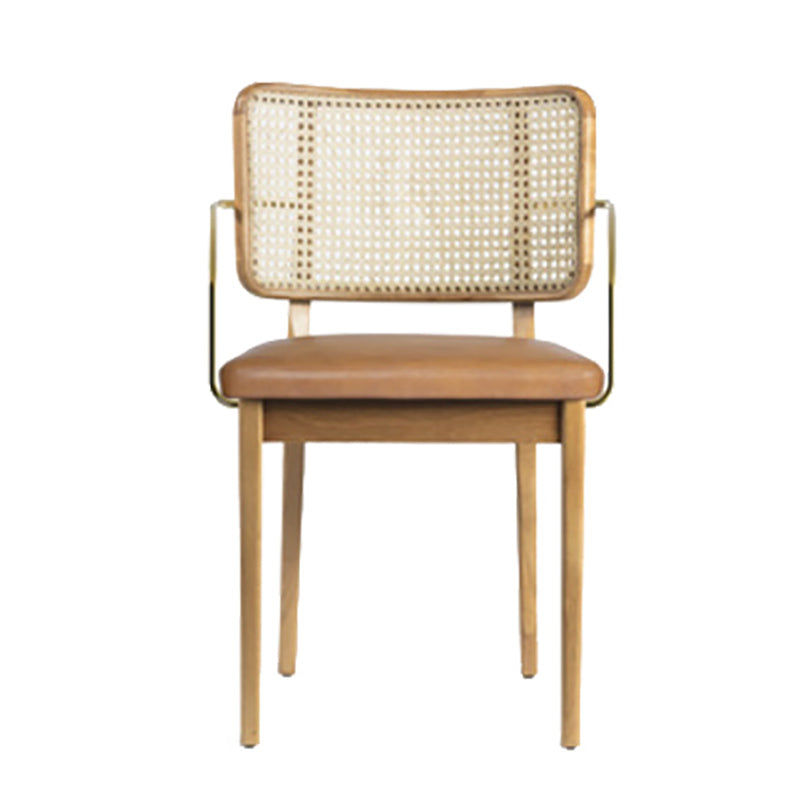 Traditionele stijl stoel vast hout riet rug eetkamerstoel