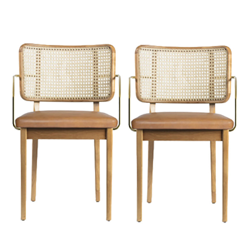 Traditionele stijl stoel vast hout riet rug eetkamerstoel