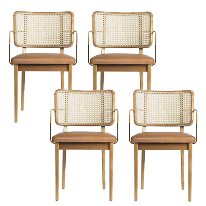 Traditionele stijl stoel vast hout riet rug eetkamerstoel