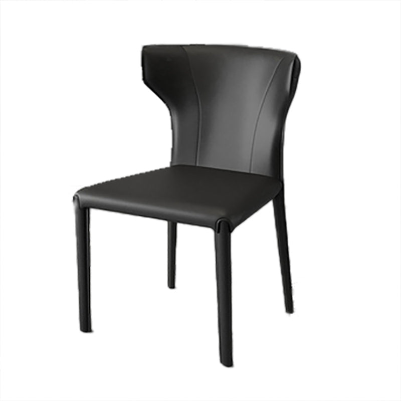 Modern Style Wingback Dining Chairs Faux Leather Home Side Chair Black 1 Piece Clearhalo 'Dining Chairs' 'Dining Tables & Seating' 'dining_chair' 'furn' 'furn_dining_chair' 'Furniture' 'Kitchen & Dining Furniture' 6034658