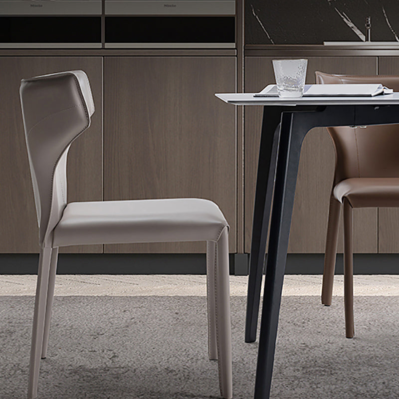 Modern Style Wingback Dining Chairs Faux Leather Home Side Chair Light Khaki 1 Piece Clearhalo 'Dining Chairs' 'Dining Tables & Seating' 'dining_chair' 'furn' 'furn_dining_chair' 'Furniture' 'Kitchen & Dining Furniture' 6034659