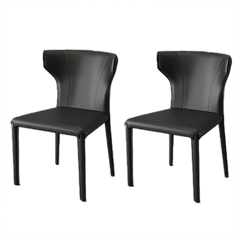 Modern Style Wingback Dining Chairs Faux Leather Home Side Chair Black 2 Piece Set Clearhalo 'Dining Chairs' 'Dining Tables & Seating' 'dining_chair' 'furn' 'furn_dining_chair' 'Furniture' 'Kitchen & Dining Furniture' 6034660