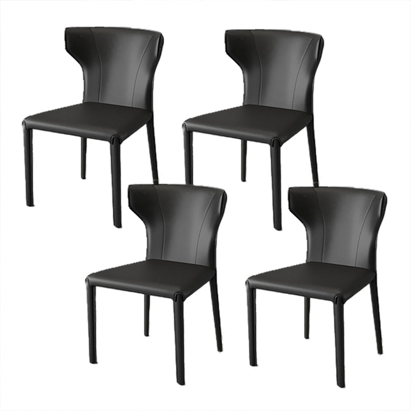 Modern Style Wingback Dining Chairs Faux Leather Home Side Chair Black 4 Piece Set Clearhalo 'Dining Chairs' 'Dining Tables & Seating' 'dining_chair' 'furn' 'furn_dining_chair' 'Furniture' 'Kitchen & Dining Furniture' 6034662