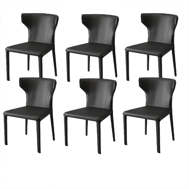 Modern Style Wingback Dining Chairs Faux Leather Home Side Chair Black 6 Piece Set Clearhalo 'Dining Chairs' 'Dining Tables & Seating' 'dining_chair' 'furn' 'furn_dining_chair' 'Furniture' 'Kitchen & Dining Furniture' 6034663