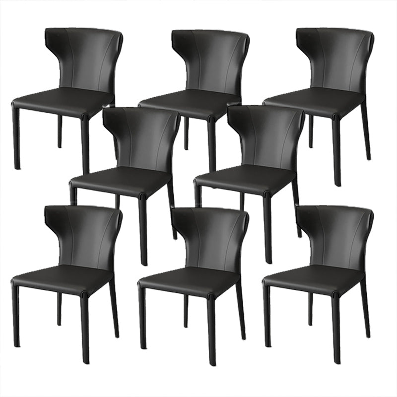 Modern Style Wingback Dining Chairs Faux Leather Home Side Chair Black 8 Piece Set Clearhalo 'Dining Chairs' 'Dining Tables & Seating' 'dining_chair' 'furn' 'furn_dining_chair' 'Furniture' 'Kitchen & Dining Furniture' 6034666