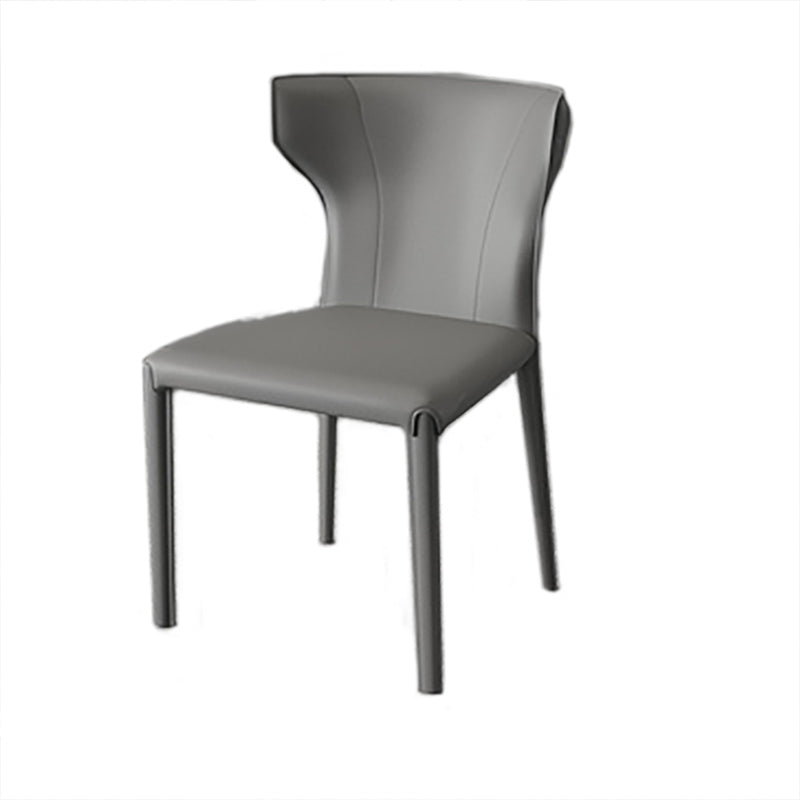Modern Style Wingback Dining Chairs Faux Leather Home Side Chair Light Gray 1 Piece Clearhalo 'Dining Chairs' 'Dining Tables & Seating' 'dining_chair' 'furn' 'furn_dining_chair' 'Furniture' 'Kitchen & Dining Furniture' 6034667