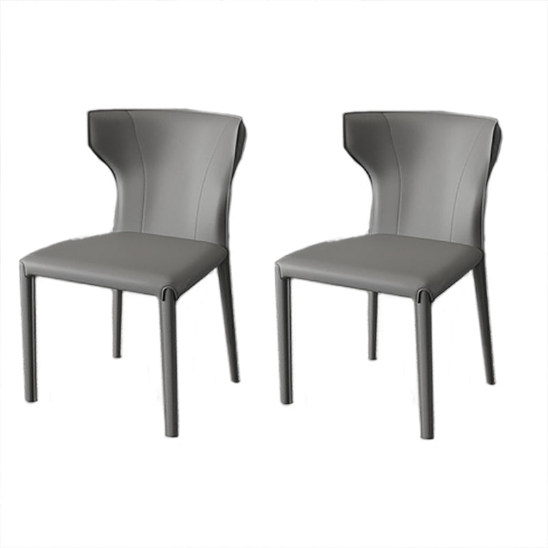 Modern Style Wingback Dining Chairs Faux Leather Home Side Chair Light Gray 2 Piece Set Clearhalo 'Dining Chairs' 'Dining Tables & Seating' 'dining_chair' 'furn' 'furn_dining_chair' 'Furniture' 'Kitchen & Dining Furniture' 6034670