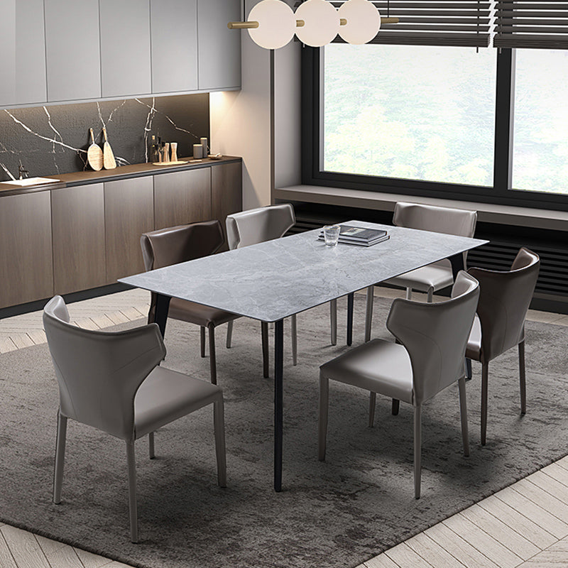 Modern Style Wingback Dining Chairs Faux Leather Home Side Chair Clearhalo 'Dining Chairs' 'Dining Tables & Seating' 'dining_chair' 'furn' 'furn_dining_chair' 'Furniture' 'Kitchen & Dining Furniture' 6034673