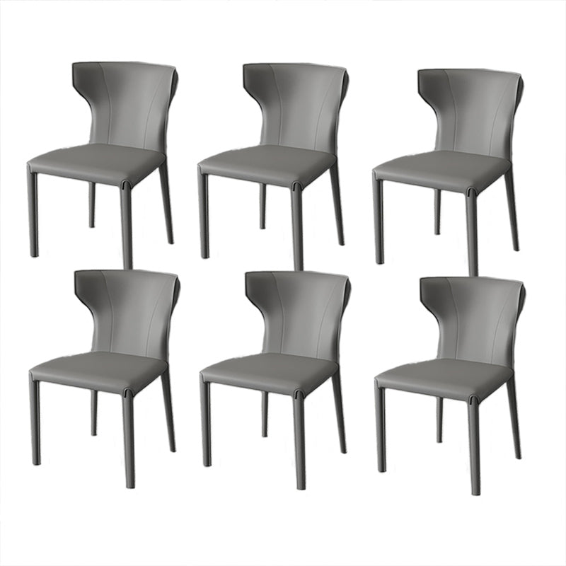 Modern Style Wingback Dining Chairs Faux Leather Home Side Chair Light Gray 6 Piece Set Clearhalo 'Dining Chairs' 'Dining Tables & Seating' 'dining_chair' 'furn' 'furn_dining_chair' 'Furniture' 'Kitchen & Dining Furniture' 6034674
