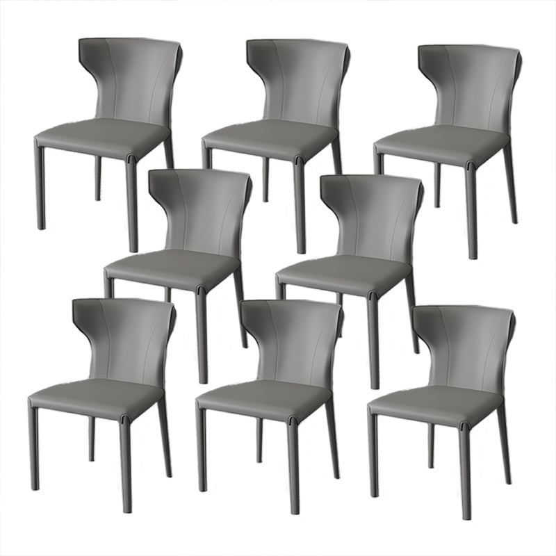 Modern Style Wingback Dining Chairs Faux Leather Home Side Chair Light Gray 8 Piece Set Clearhalo 'Dining Chairs' 'Dining Tables & Seating' 'dining_chair' 'furn' 'furn_dining_chair' 'Furniture' 'Kitchen & Dining Furniture' 6034675