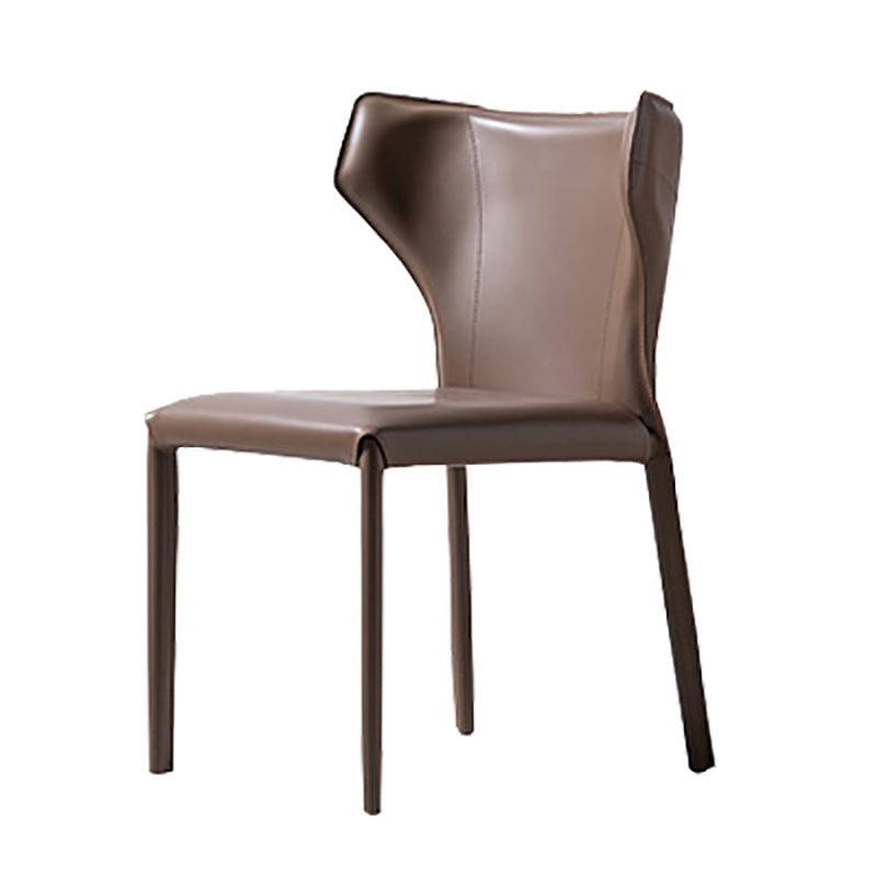 Modern Style Wingback Dining Chairs Faux Leather Home Side Chair Brown 1 Piece Clearhalo 'Dining Chairs' 'Dining Tables & Seating' 'dining_chair' 'furn' 'furn_dining_chair' 'Furniture' 'Kitchen & Dining Furniture' 6034678