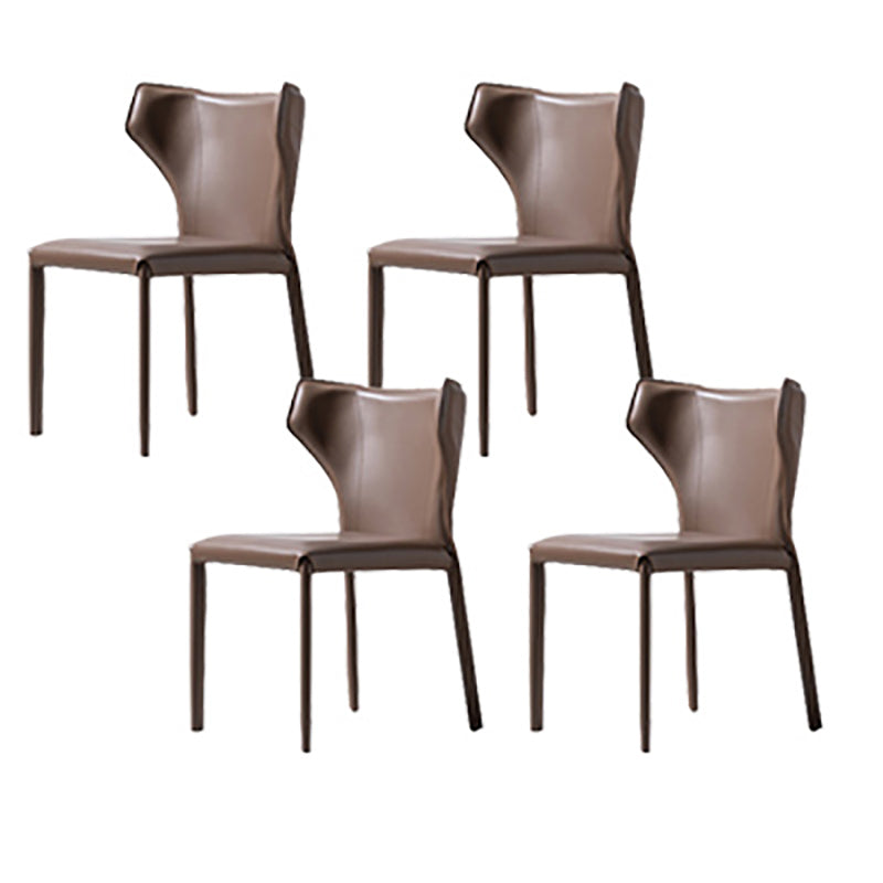 Modern Style Wingback Dining Chairs Faux Leather Home Side Chair Brown 4 Piece Set Clearhalo 'Dining Chairs' 'Dining Tables & Seating' 'dining_chair' 'furn' 'furn_dining_chair' 'Furniture' 'Kitchen & Dining Furniture' 6034680